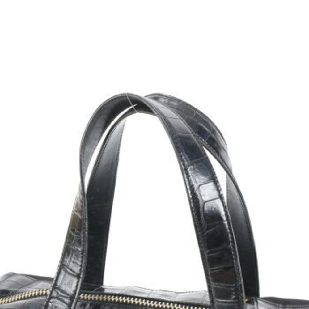 Prada leather bag embossed black Tessuto crocodile tote